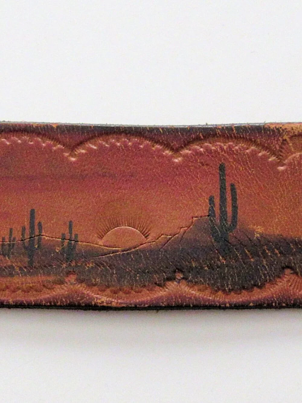 Woodstock 1970 Leather Belt Brass Buckle Engraved Western Style 32
